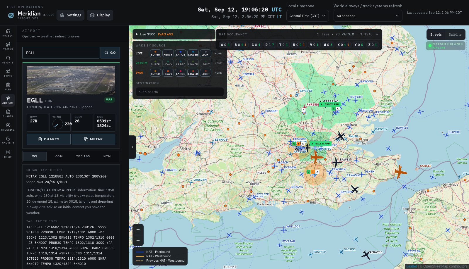 VATSIM FIR and approach polygons over Europe in Meridian
